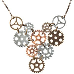 NEW Amazing Found Objects Steampunk Unique Gears Necklace